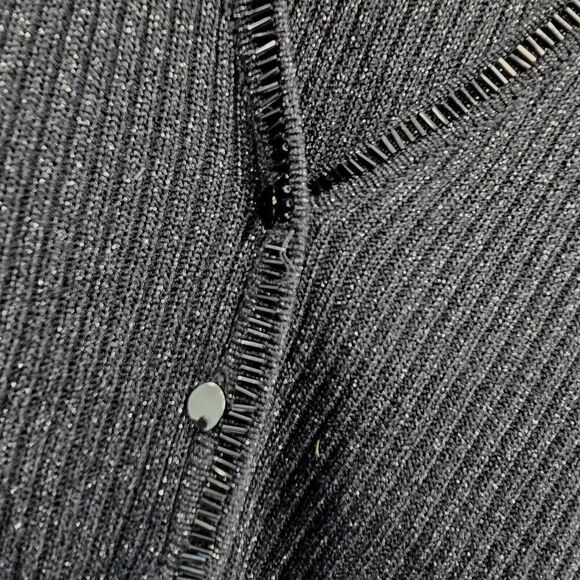 Adrianna Papell Cardigan Womens Small Black Sparkle Shimmer Metallic Tank Set - Picture 13 of 15